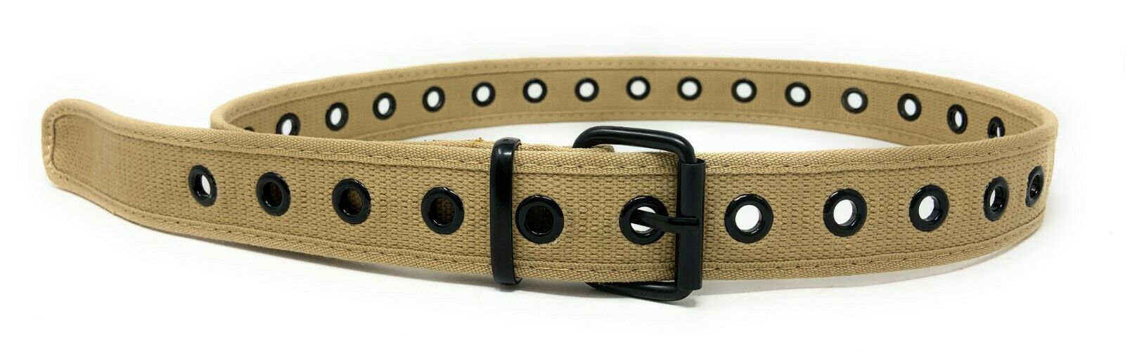 Casaba Canvas Belts Stylish 1 Hole Grommet Fabric Military Mens Women Unisex-Black-Small (30"- 32")-