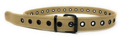 Casaba Canvas Belts Stylish 1 Hole Grommet Fabric Military Mens Women Unisex-Black-Small (30"- 32")-