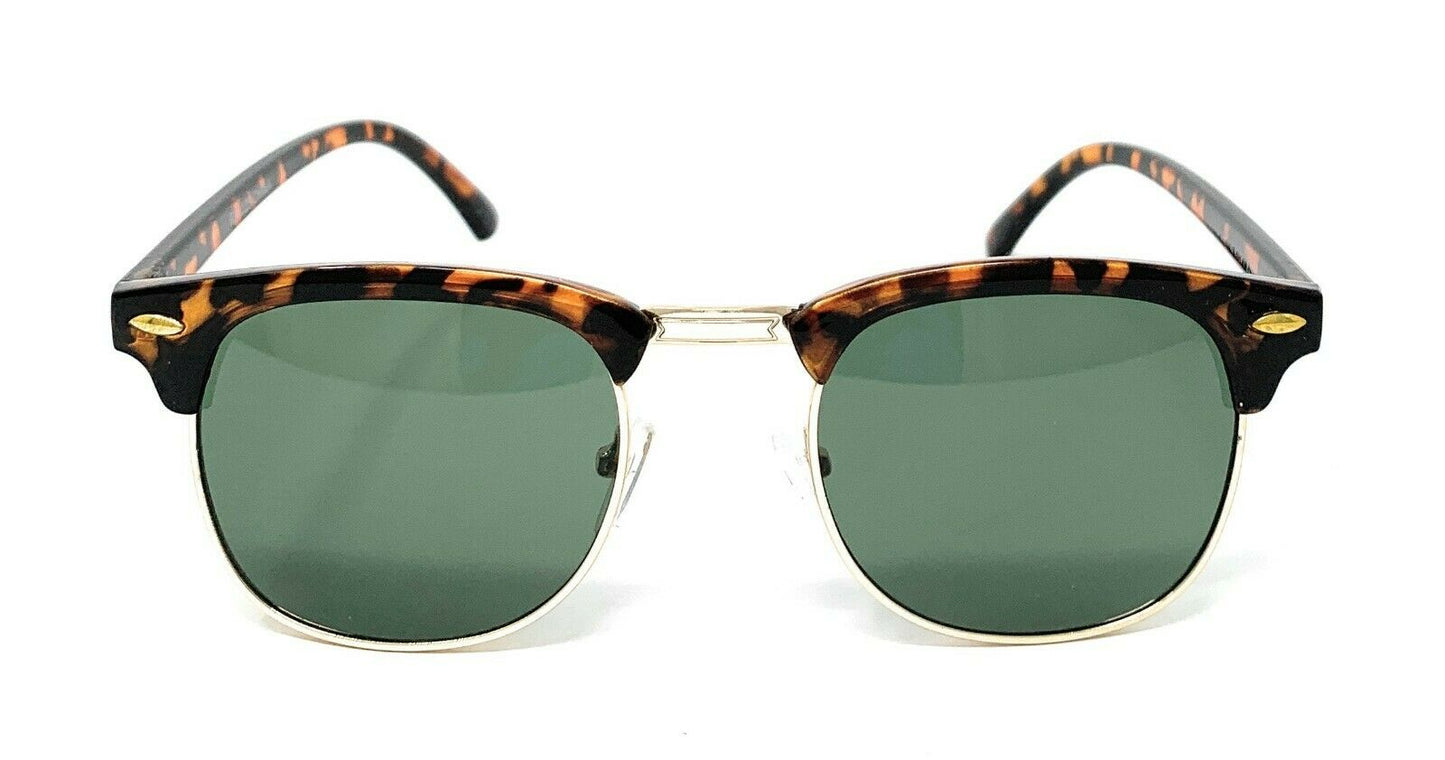 Classic Club Sunglasses Black Lens Black Gold Tortoise Mens Womens UV Protection-Green/Tortoise (RAY 125)-