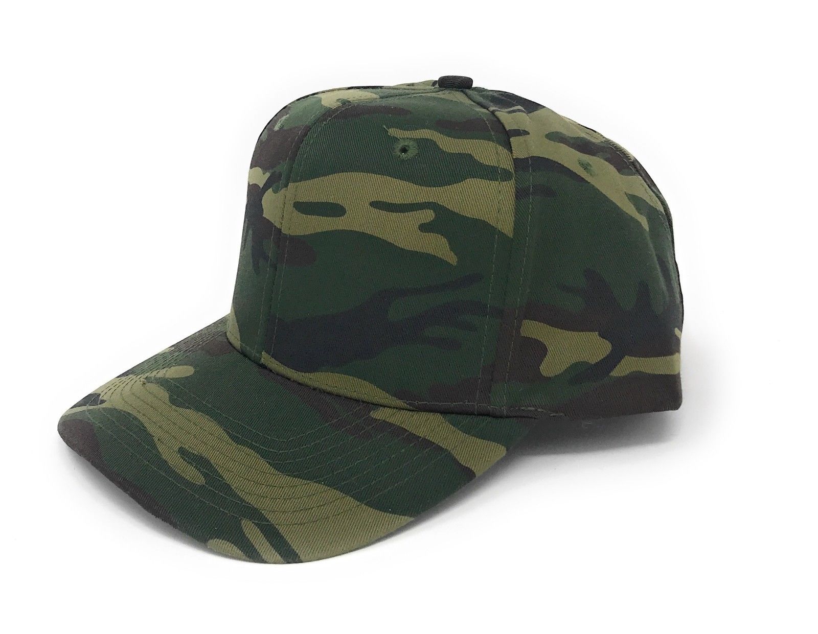 Cotton Twill Camo Camouflage 6 Panel Hunting Fishing Baseball Snapback Hats Caps-Green Tree Camo-