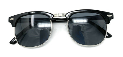 Classic Club Sunglasses Black Lens Black Gold Tortoise Mens Womens UV Protection-Black/Silver (RAY 125)-