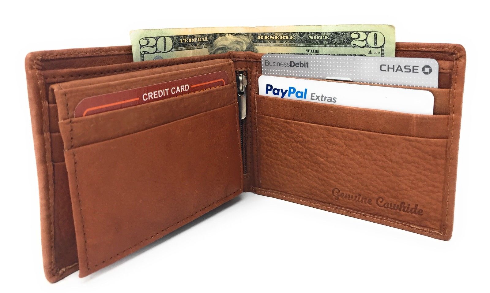 Casaba Genuine Leather Bifold Wallets Cash Slots ID Coin Key Pocket Mens Womens-Black (Double ID)-