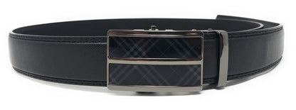 Leather Mens Ratchet Belt Sliding Adjustable Automatic Buckle Cut to Size-Black Diamond-