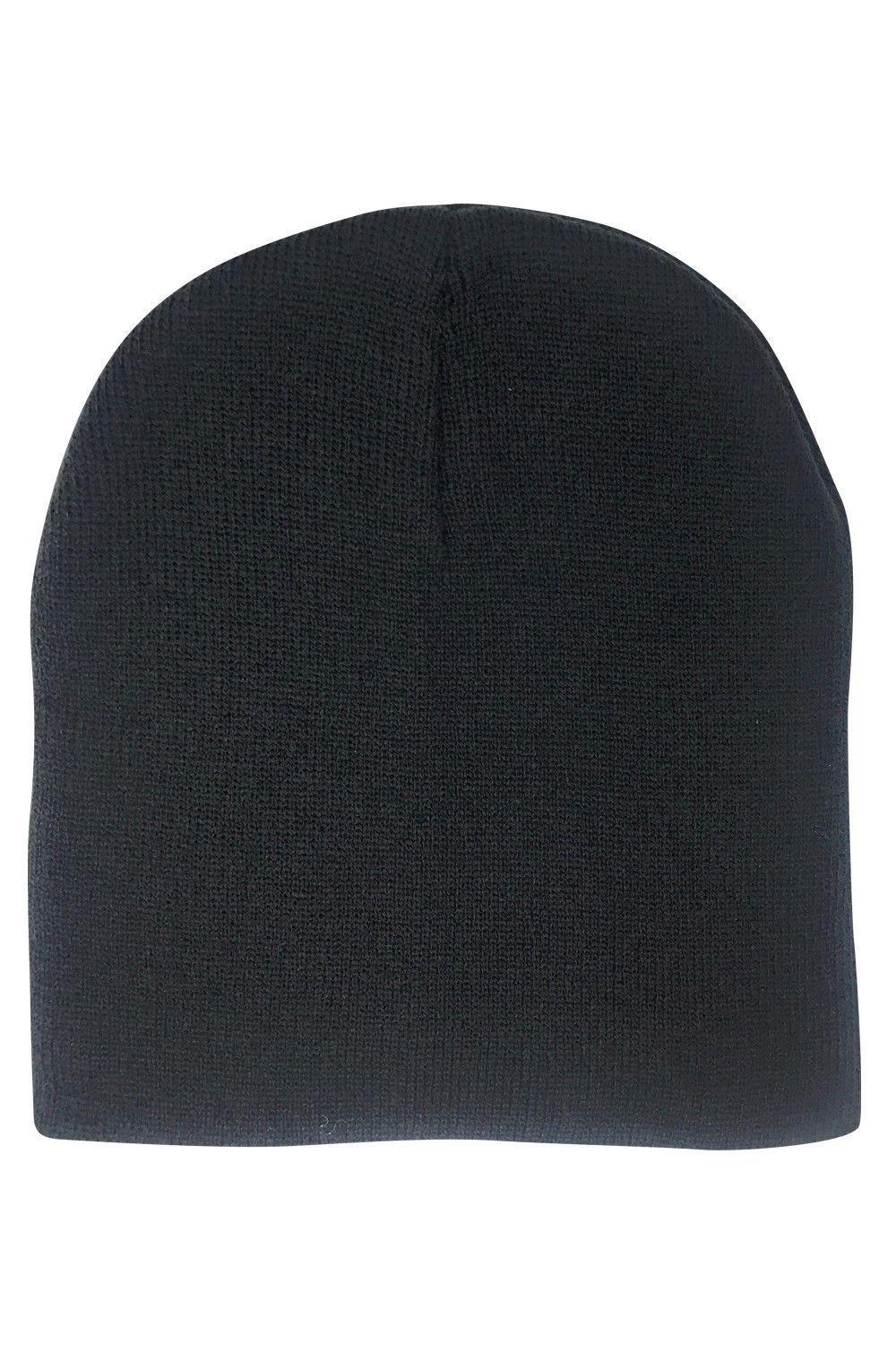 Casaba Beanies Hats Caps Short Uncuffed Knit Soft Warm Winter for Men Women-Black-