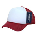 Decky Solid Two Tone 5 Panel Kids Foam Trucker Hats Caps Unisex-Cardinal/White-