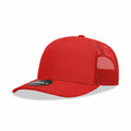 Decky 6021 Mid Prof 6Panel Poly/Cot Trucker Hats Caps Series One Solids-Red-