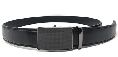 Leather Mens Ratchet Belt Sliding Adjustable Automatic Buckle Cut to Size-Black Diamond-