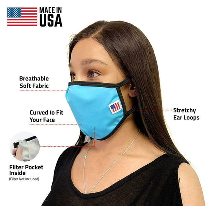 5 Pack Face Masks Fit Ear Loop Cloth Double Layer Washable Reusable Made in USA-Pack A-
