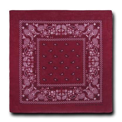1 Dozen Pack Printed Bandanas 100% Cotton Cloth Scarf Wrap Face Mask Cover-Burgundy-