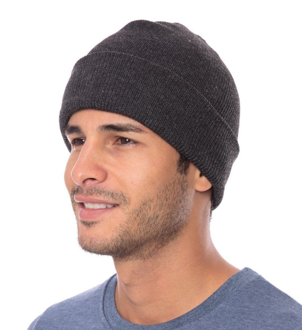 1 Dozen Casaba Warm Winter Beanies Hats Caps Men Women Toboggan Cuffed Knit Ski-Black-