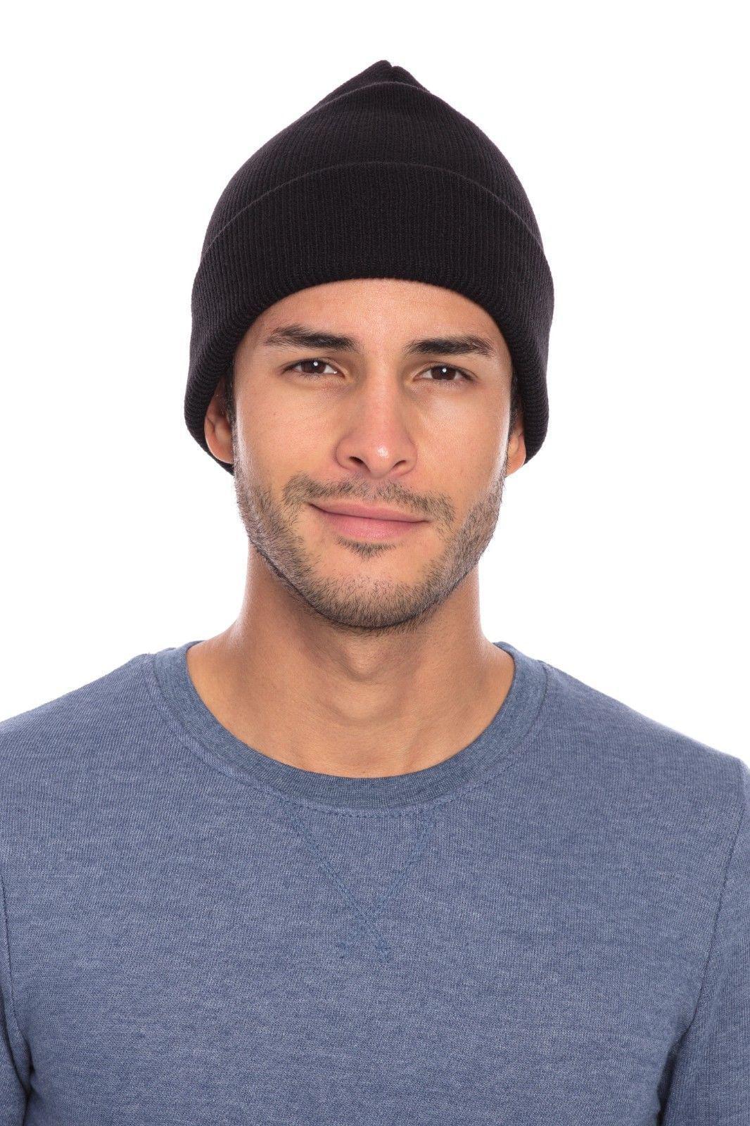 Casaba Warm Winter Beanies Hat Cap for Men Women Toboggan Cuffed Knit Slouch-Black-