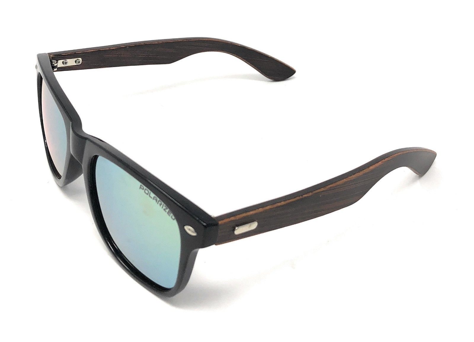 Classic Polarized Sunglasses Club Aviator Bamboo Sports Mirror Men's Women's-Black (lens) Black (frame)-
