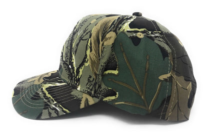 Cotton Twill Camo Camouflage 6 Panel Hunting Fishing Baseball Snapback Hats Caps-Green Tree Camo-