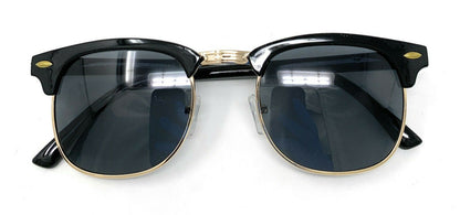 Classic Club Sunglasses Black Lens Black Gold Tortoise Mens Womens UV Protection-Black/Silver (RAY 125)-