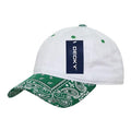 Decky Trendy Paisley Bandanna Polo 6 Panel Baseball Snapbacks Hats Caps Unisex-White/Kelly-