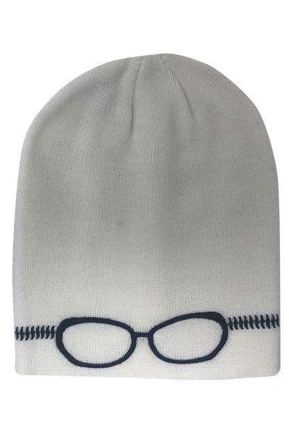 Casaba Warm Winter Beanies Glasses Embroidery Toboggans Caps Hats for Men Women-Black-