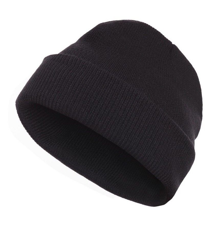 1 Dozen Casaba Warm Winter Beanies Hats Caps Men Women Toboggan Cuffed Knit Ski-Black-