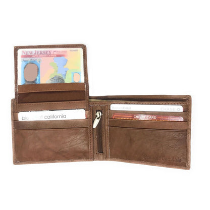 Casaba Genuine Leather Bifold Wallets Cash Slots ID Coin Key Pocket Mens Womens-Black (Double ID)-