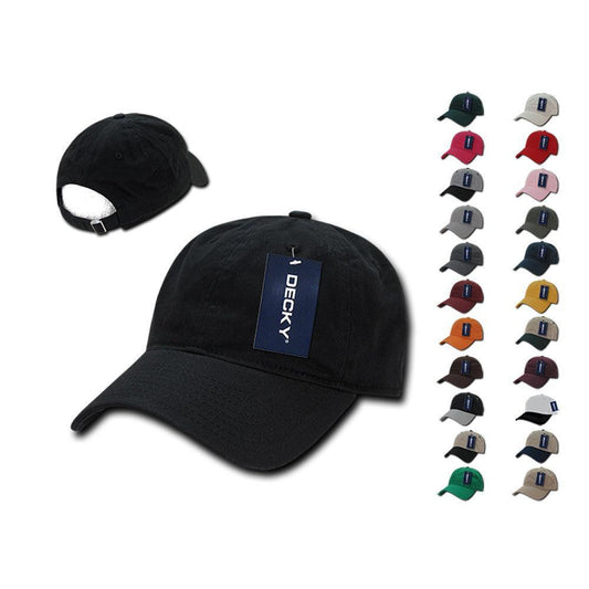 6 Lot Decky Washed Cotton Polo Low Crown 6 Panel Dad Caps Hats Wholesale Lots-