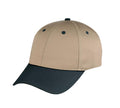6 Panel Low Crown Cotton Twill Baseball Snap Closure Hats Caps Solid Two Tone Colors-BLACK/KHAKI-