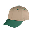 6 Panel Low Crown Cotton Twill Baseball Snap Closure Hats Caps Solid Two Tone Colors-DARK GREEN/KHAKI-