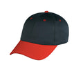 6 Panel Low Crown Cotton Twill Baseball Snap Closure Hats Caps Solid Two Tone Colors-RED/BLACK-