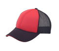 6 Panel Mesh With Sandwich Bill Solid Two Tone Baseball Caps Hats Unisex-Black/Red-