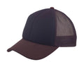 6 Panel Mesh With Sandwich Bill Solid Two Tone Baseball Caps Hats Unisex-Brown/Black-