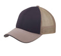 6 Panel Mesh With Sandwich Bill Solid Two Tone Baseball Caps Hats Unisex-Khaki/Black-