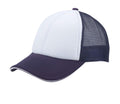6 Panel Mesh With Sandwich Bill Solid Two Tone Baseball Caps Hats Unisex-Navy/White-