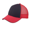 6 Panel Mesh With Sandwich Bill Solid Two Tone Baseball Caps Hats Unisex-Red/Black-