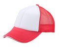 6 Panel Mesh With Sandwich Bill Solid Two Tone Baseball Caps Hats Unisex-Red/White-