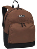 Everest Backpack Book Bag - Back to School Classic Two-Tone with Front Organizer-Brown/Black-