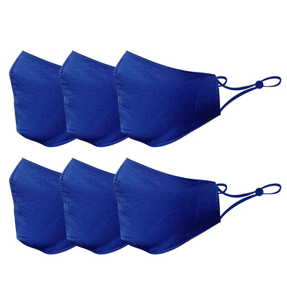 Cotton Face Mask Cloth Masks for Mouth Nose Washable Reusable Double Layer Covering Adjustable Ear Pack Lot-Blue-6 Pack-