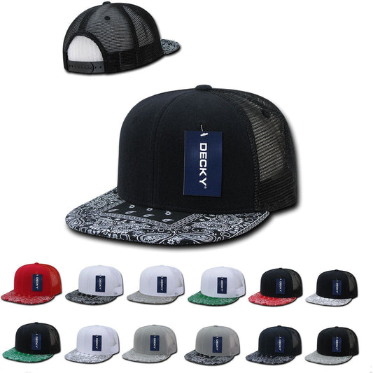 75 Lot Decky 6 Panel Flat Bill Bandana Trucker Hats Caps Wholesale Lots-