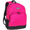 Everest Backpack Book Bag - Back to School Classic Two-Tone with Front Organizer-Hot Pink/Black-
