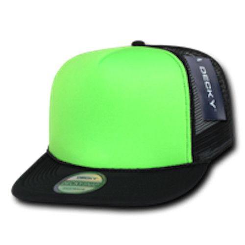80 Lot Decky Foam Mesh Flat Bill Neon Trucker Hats Hat Cap Two Tone Wholesale-