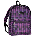 Everest Backpack Book Bag - Back to School Basics - Fun Patterns & Prints-Purple Black Plaid-
