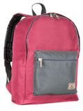 Everest Backpack Book Bag - Back to School Basic Color Block Style-Burgundy/Charcoal-