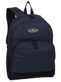 Everest Backpack Book Bag - Back to School Classic Two-Tone with Front Organizer-Navy/Black-