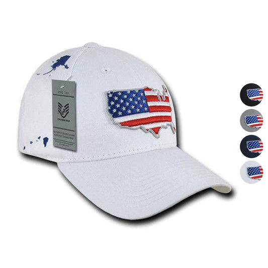 USA American Flag Patriotic Embroidered Globe Low Crown Dad Baseball Caps Hats-USA-Black-