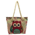 Empire Cove Designer Printed Cotton Canvas Tote Bags Reusable Beach Shopping-Cute Owl-