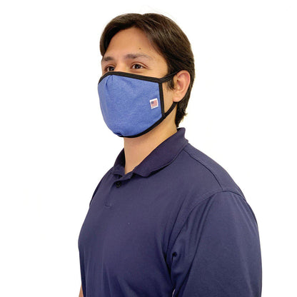 Made in USA Face Masks Mouth Nose Washable Reusable Double Layer Mask Cotton Cloth Blend-Dark Blue-
