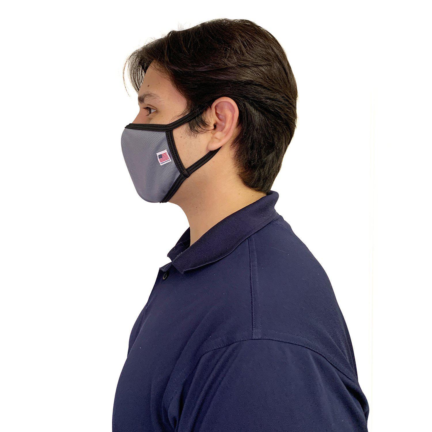 Made in USA Face Masks Mouth Nose Washable Reusable Double Layer Mask Cotton Cloth Blend-Black-