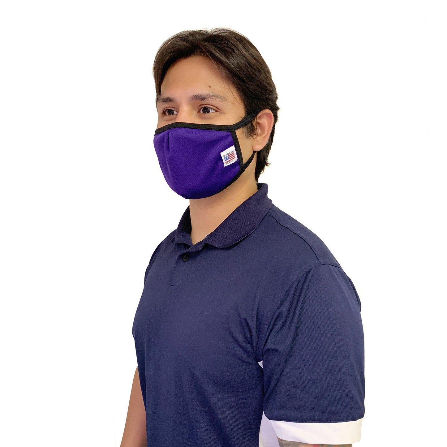 Made in USA Face Masks Mouth Nose Washable Reusable Double Layer Mask Cotton Cloth Blend-Purple-