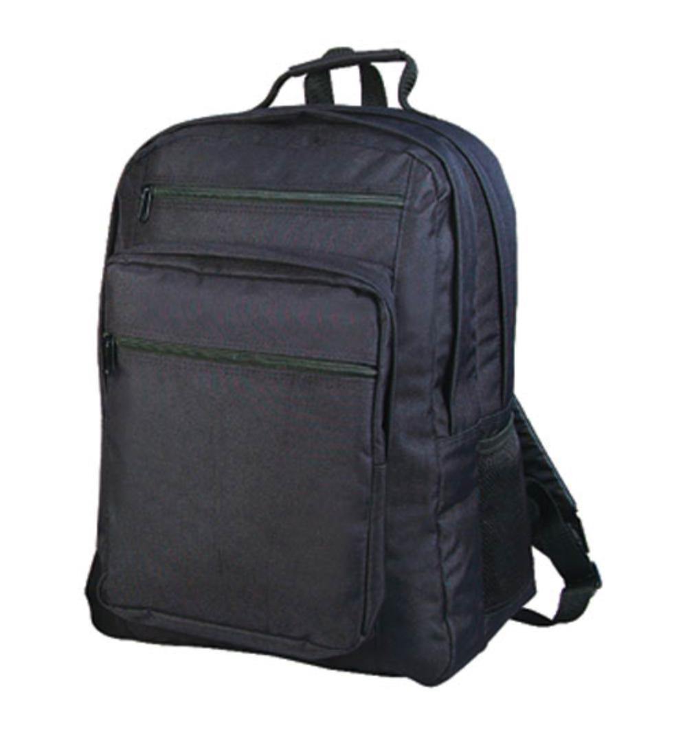 Deluxe Large Backpack Rucksack Travel Bags Zippered School Work Travel 16-1/2inch-BLACK-