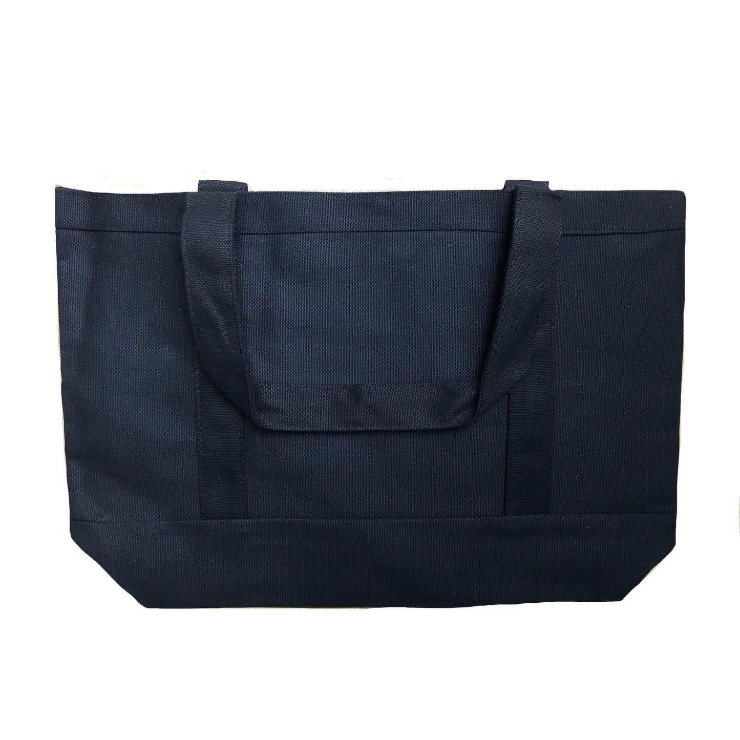 Cotton Canvas Reusable Grocery Shopping Tote Bags With Gusset For Travel Sports Plain 19inch-BLACK-