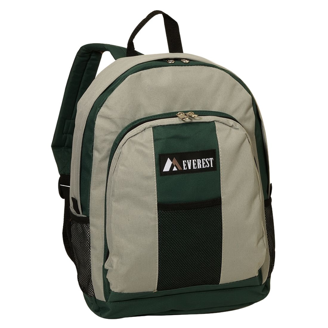 Everest Backpack with Front & Side Pockets-Grey/Green-