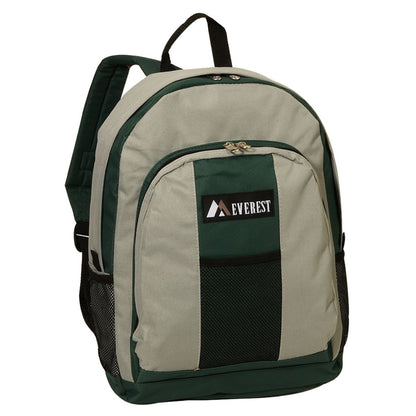 Everest Backpack with Front & Side Pockets-Grey/Green-