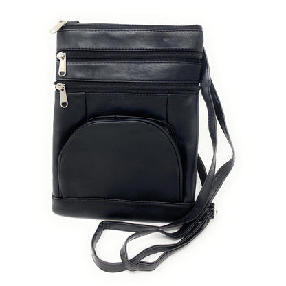 Casaba Womens Genuine Leather Crossbody Purse Shoulder Messenger Bag Organizer-Black-